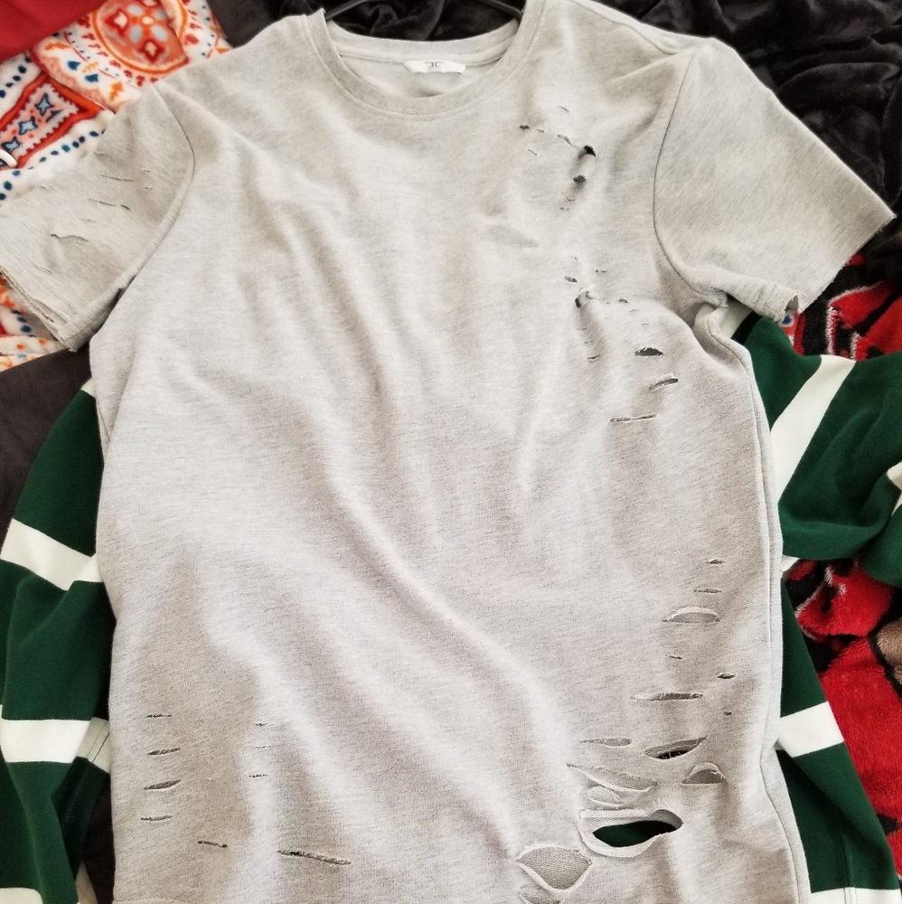 *2-for-$10* Distressed dropped cut Tshirt size medium
